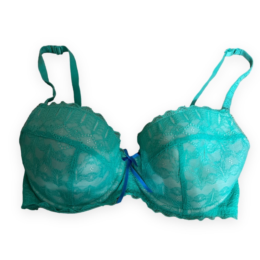 Elle Macpherson Sexy Full Cup Teal Lace Molded Bra, 36D, Excellent Condition